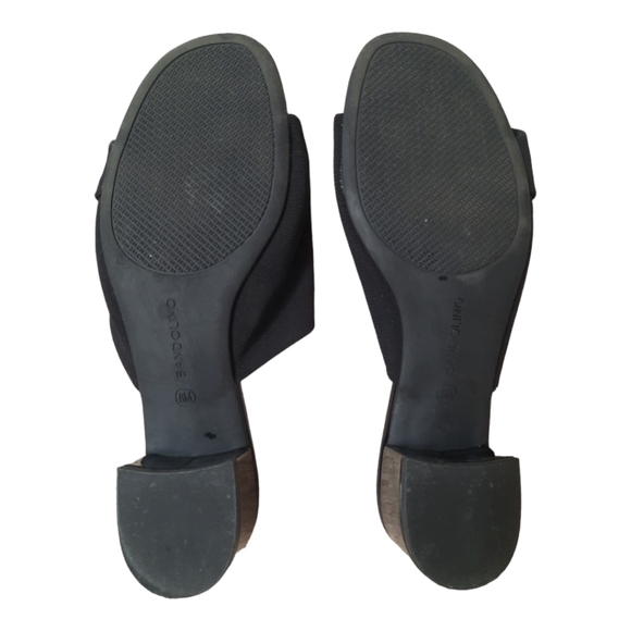 Bandolino Black Patent Slip On Sandals Stretch Straps Shoes Size 8 M - Picture 5 of 6